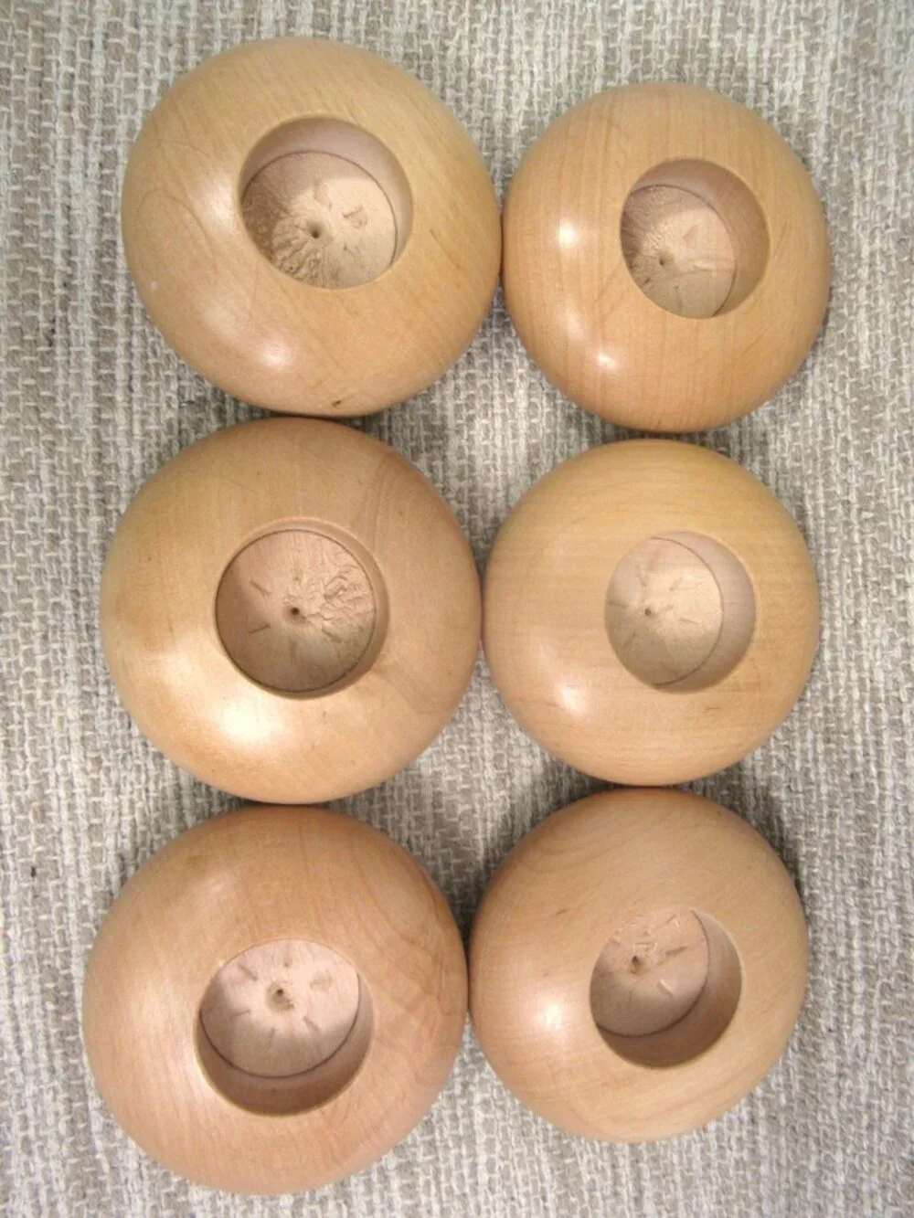 NEW Birch or Beech Wood Turned Tea Light Candle Holder Contemporary MCM Round